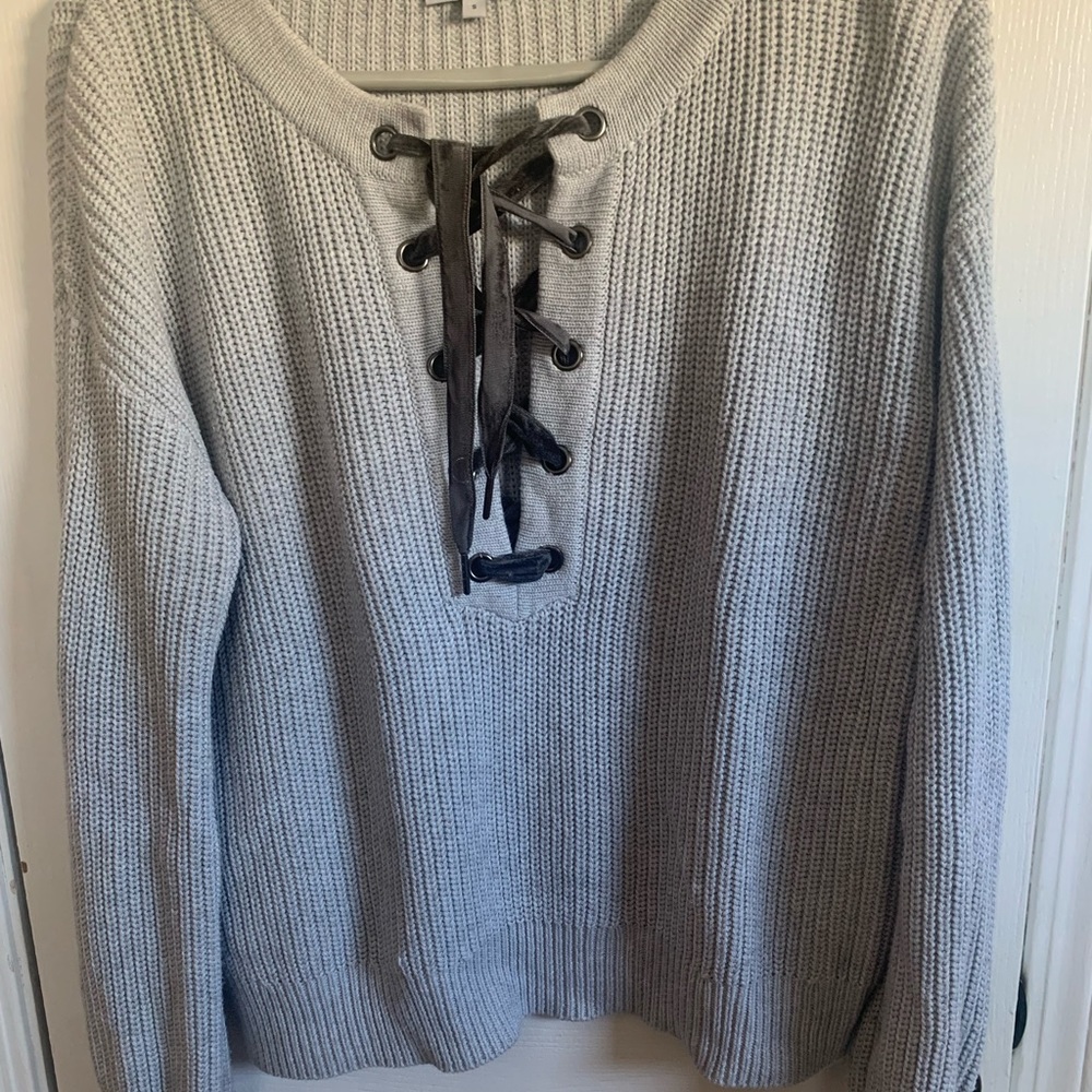 Rails Olivia Lace Up Gray sweater | S